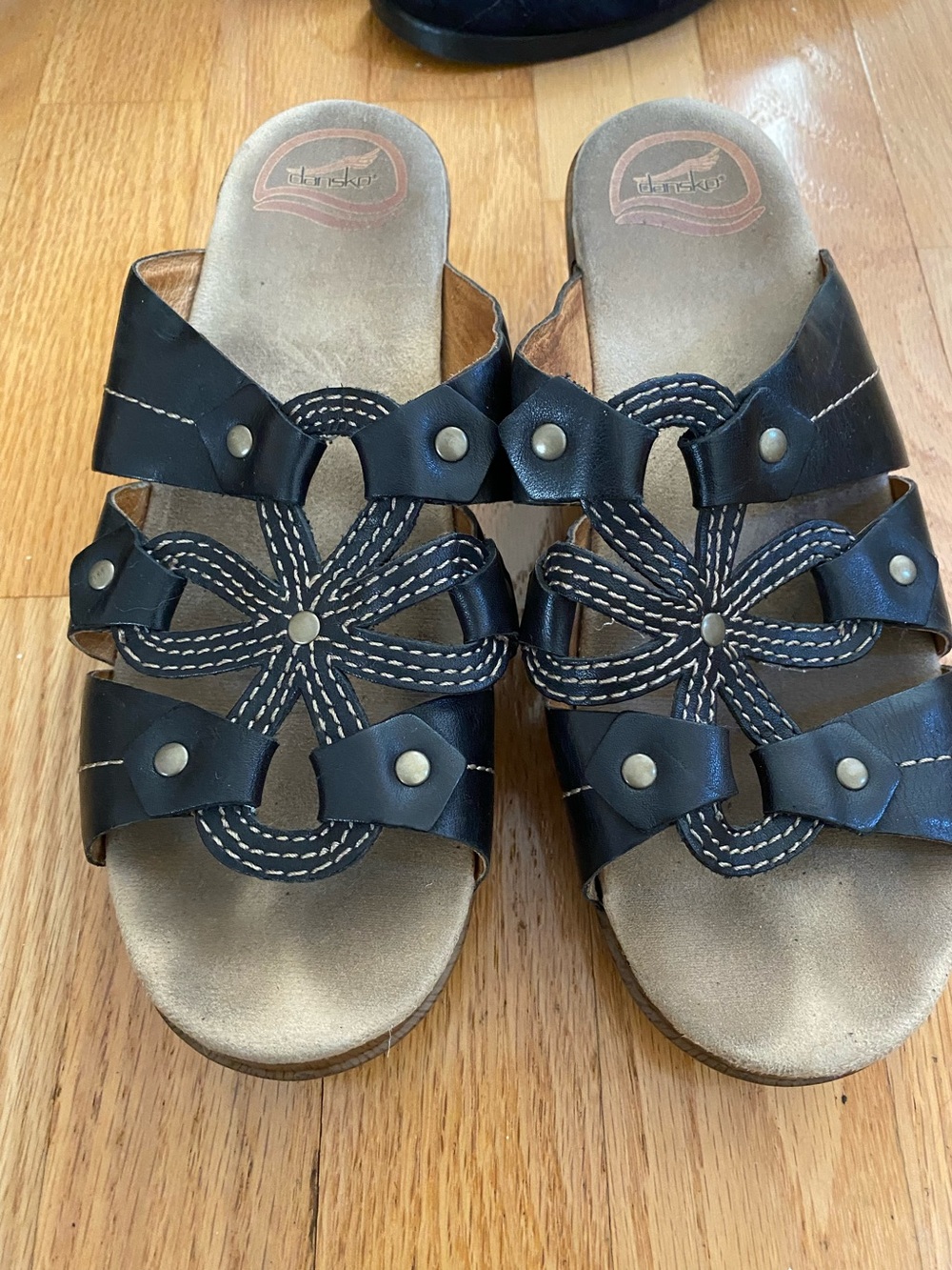 Dansko Women's Black Leather Slide Clog Sandals